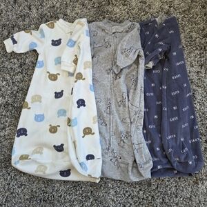 Carter's Sleeping Bags 0-3 Months Polyester Gray White Blue Animal Lot of 3 NWOT
